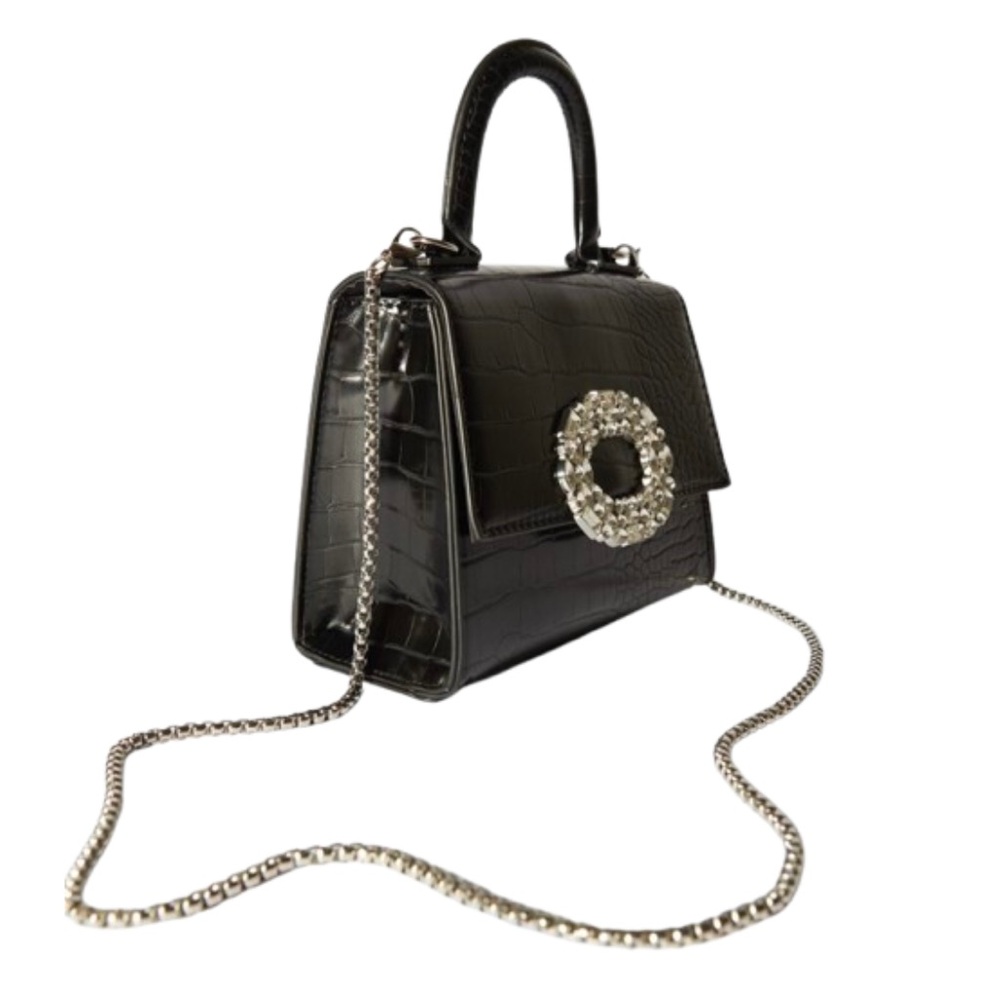 Bershka Black Mini Bag with Elegant Crystal Accents - Picture 2 of 10